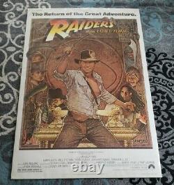 1982 Original Indiana Jones Movie Theater Poster 40x60 Inches Mega Rare Find