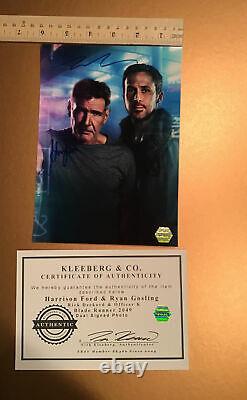Autograph Dual Blade Runner Harrison Ford & Rayan Gossling 6x8 1/2 COA