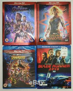 Avengers Endgame+Infinity War+Captain Marvel+Blade Runner 3D+Blu-Ray+Slip Covers
