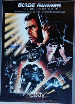 BLADE RUNNER SIGNED POSTER X3 HARRISON FORD, RIDLEY SCOTT, SEAN YOUNG 11x17
