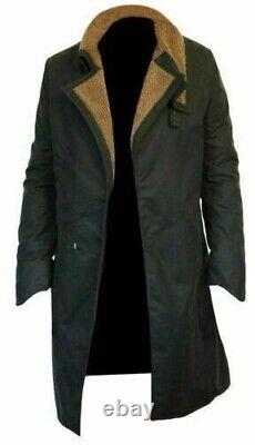 Blade Runner 2049 Ryan Gosling Officer K Black Cotton Trench Long Coat Jacket