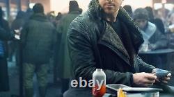 Blade Runner 2049 Ryan Gosling Officer K Black Leather Shearling Coat Jacket