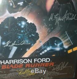 Blade Runner Poster Signed By Harrison Ford, Young, Hauer, Hannah, Scott, Olmas+