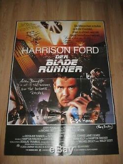 German Blade Runner One Sheet Signed By 5/Sean Young/Rutger Hauer/Hong/Cassidy