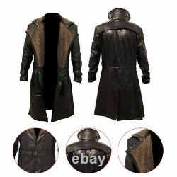 Men's Blade Runner 2049 Ryan Gosling (Officer K) Fur Leather Brown Long Coat