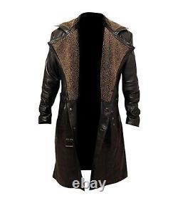 Men's Blade Runner Ryan 2024 Movie Cosplay Leather Trench Long Coat